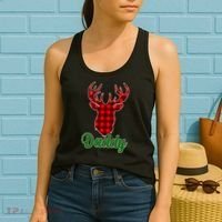 Matching Holiday Family Plaid Reindeer Daddy Women's Tank Top thumb 2