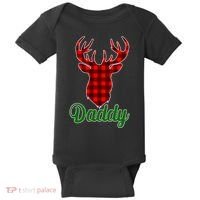 Matching Holiday Family Plaid Reindeer Daddy Baby Bodysuit thumb 0