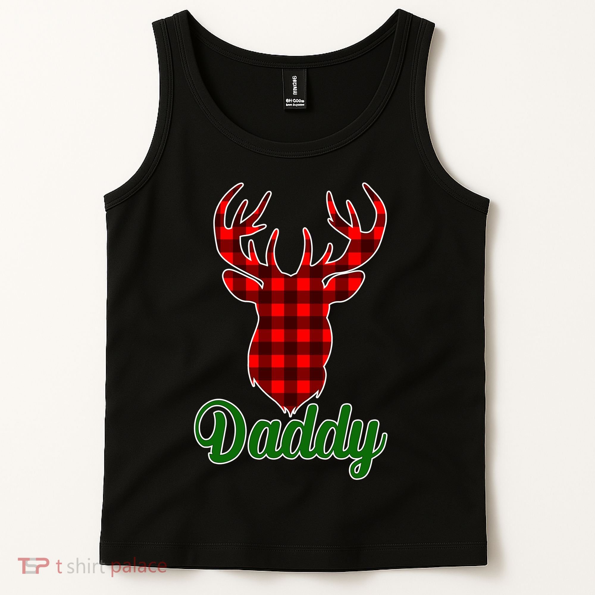 Matching Holiday Family Plaid Reindeer Daddy Tank Top