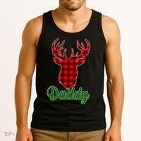 Matching Holiday Family Plaid Reindeer Daddy Tank Top thumb 3
