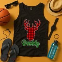 Matching Holiday Family Plaid Reindeer Daddy Tank Top thumb 4