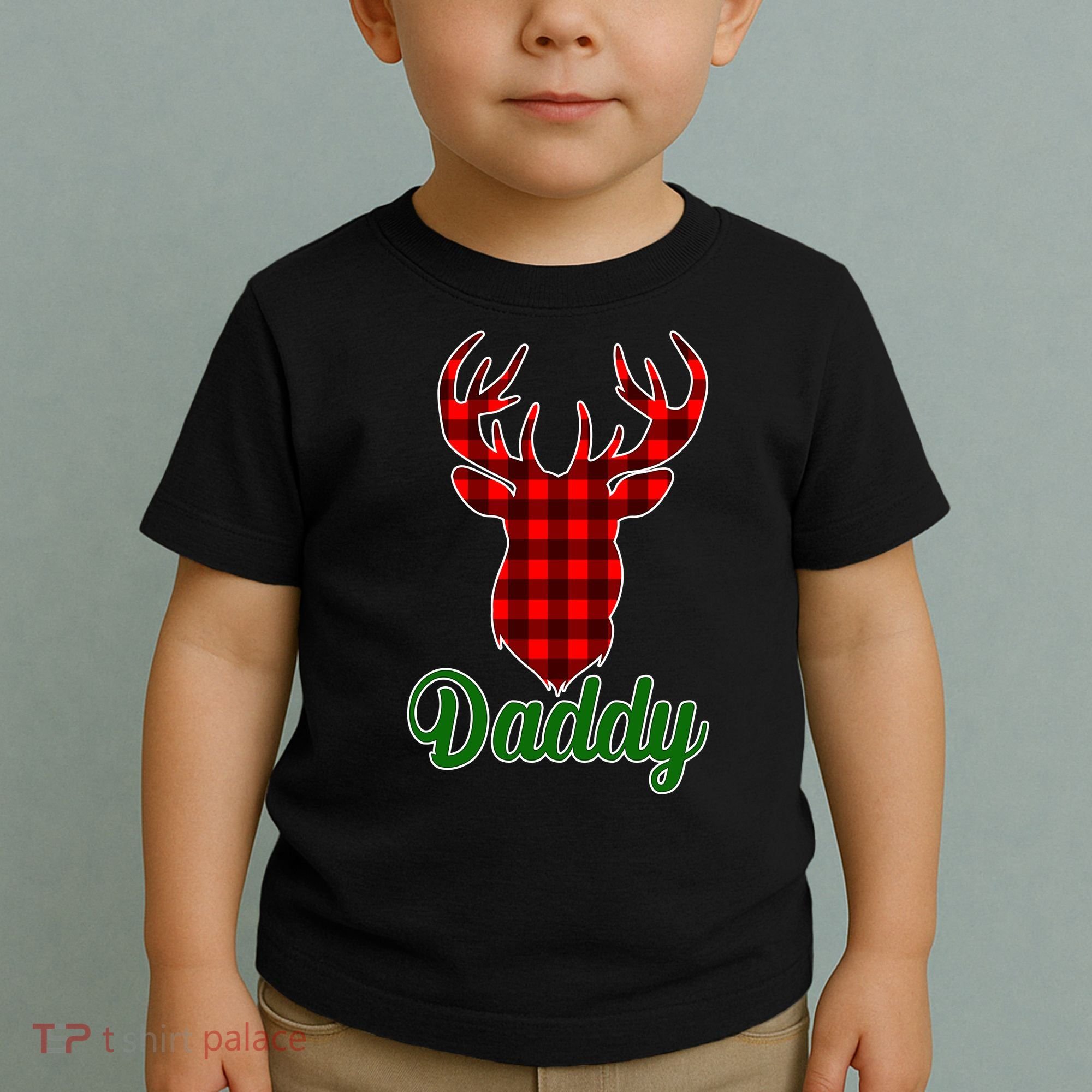 Matching Holiday Family Plaid Reindeer Daddy Toddler T-Shirt
