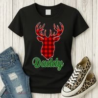 Matching Holiday Family Plaid Reindeer Daddy Women's T-Shirt thumb 3