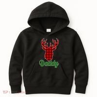Matching Holiday Family Plaid Reindeer Daddy Kids Hoodie thumb 0