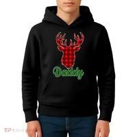 Matching Holiday Family Plaid Reindeer Daddy Kids Hoodie thumb 4