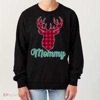 Matching Holiday Family Plaid Reindeer Mommy Women's Sweatshirt thumb 0