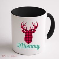 Matching Holiday Family Plaid Reindeer Mommy Coffee Mug thumb 1