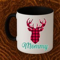 Matching Holiday Family Plaid Reindeer Mommy Coffee Mug thumb 2
