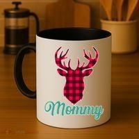 Matching Holiday Family Plaid Reindeer Mommy Coffee Mug thumb 4
