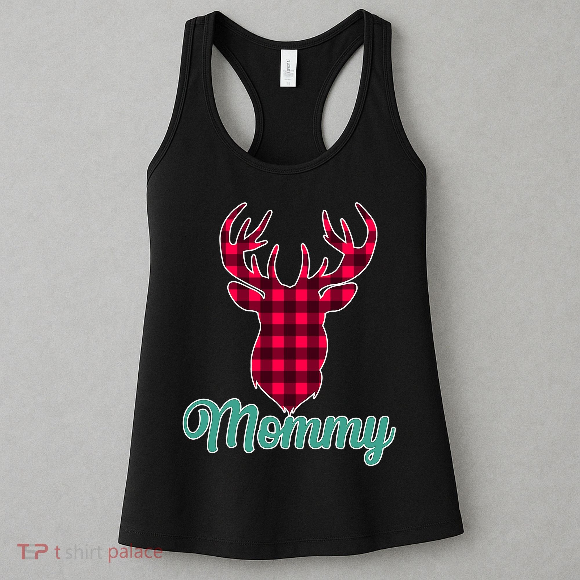 Matching Holiday Family Plaid Reindeer Mommy Women's Tank Top