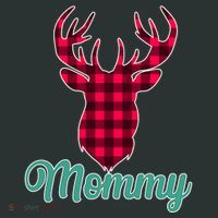 Matching Holiday Family Plaid Reindeer Mommy Button thumb 1