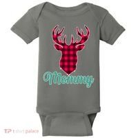 Matching Holiday Family Plaid Reindeer Mommy Baby Bodysuit thumb 0