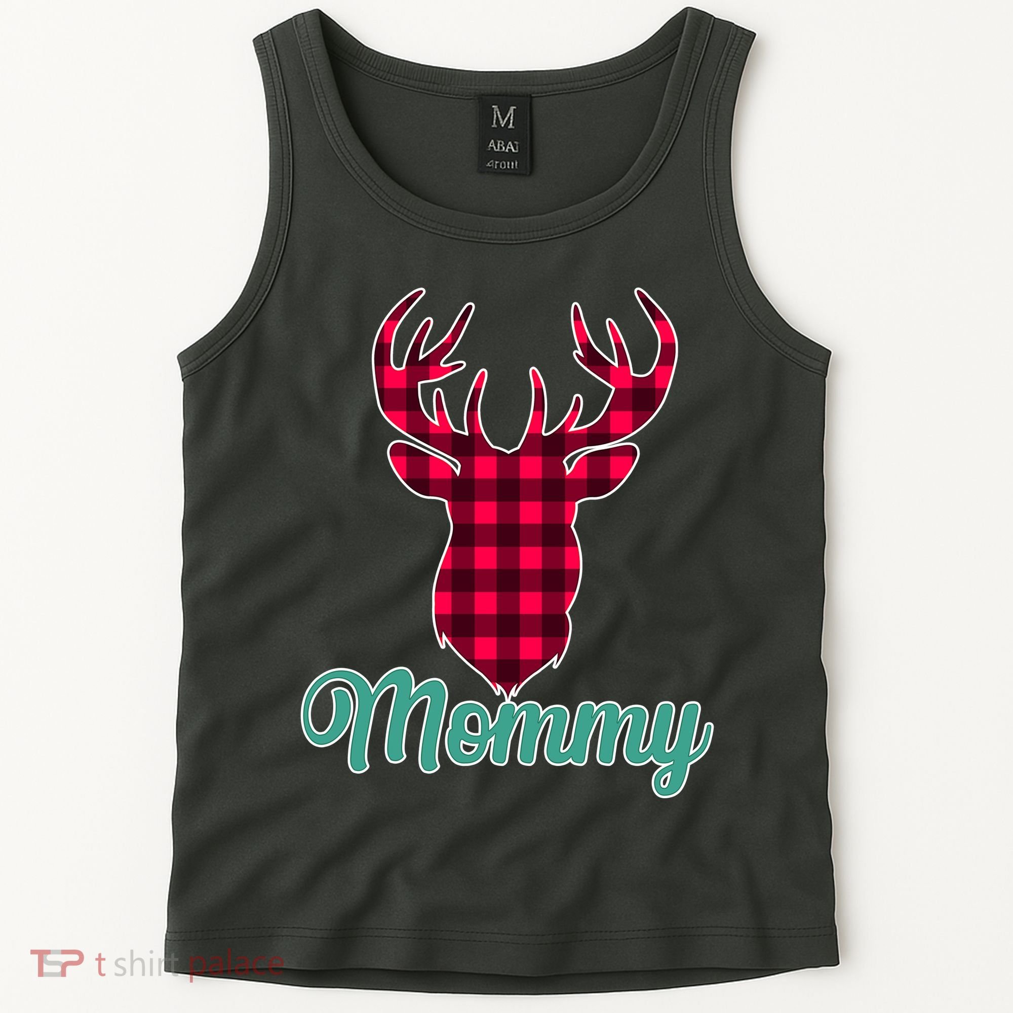 Matching Holiday Family Plaid Reindeer Mommy Tank Top
