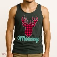 Matching Holiday Family Plaid Reindeer Mommy Tank Top thumb 3