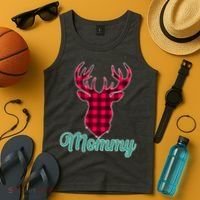 Matching Holiday Family Plaid Reindeer Mommy Tank Top thumb 4