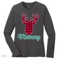 Matching Holiday Family Plaid Reindeer Mommy Women's Long Sleeve Shirt thumb 0