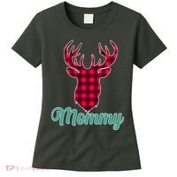Matching Holiday Family Plaid Reindeer Mommy Women's T-Shirt thumb 0