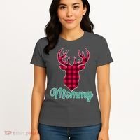 Matching Holiday Family Plaid Reindeer Mommy Women's T-Shirt thumb 4