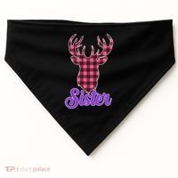 Matching Holiday Family Plaid Reindeer Sister USA-Made Doggie Bandana thumb 0