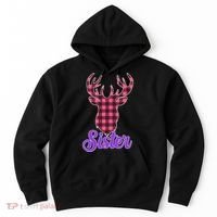 Matching Holiday Family Plaid Reindeer Sister Hoodie thumb 0