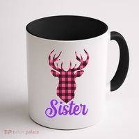 Matching Holiday Family Plaid Reindeer Sister Coffee Mug thumb 1