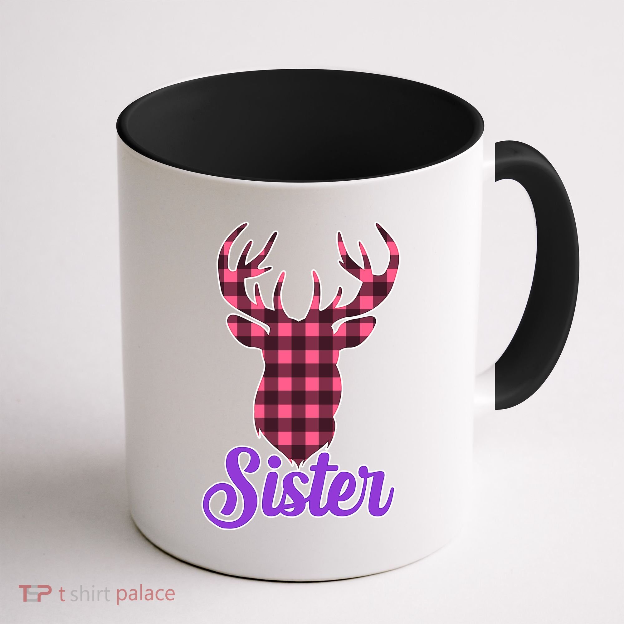 Matching Holiday Family Plaid Reindeer Sister Coffee Mug