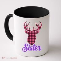 Matching Holiday Family Plaid Reindeer Sister Coffee Mug thumb 0