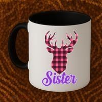 Matching Holiday Family Plaid Reindeer Sister Coffee Mug thumb 2