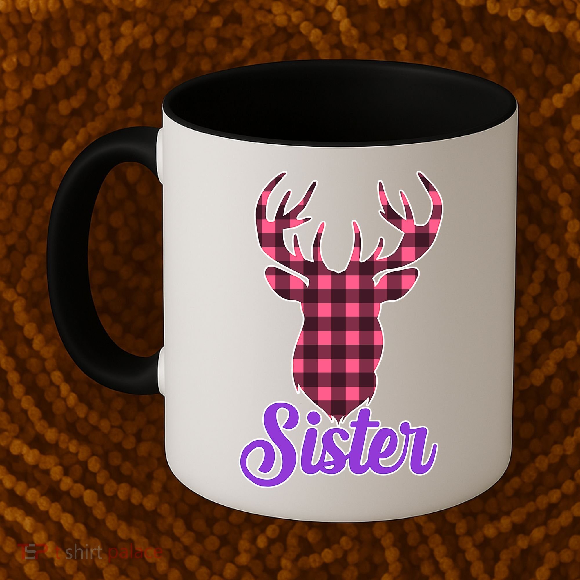 Matching Holiday Family Plaid Reindeer Sister Coffee Mug