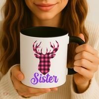 Matching Holiday Family Plaid Reindeer Sister Coffee Mug thumb 3