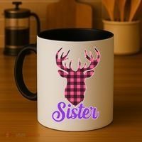 Matching Holiday Family Plaid Reindeer Sister Coffee Mug thumb 4