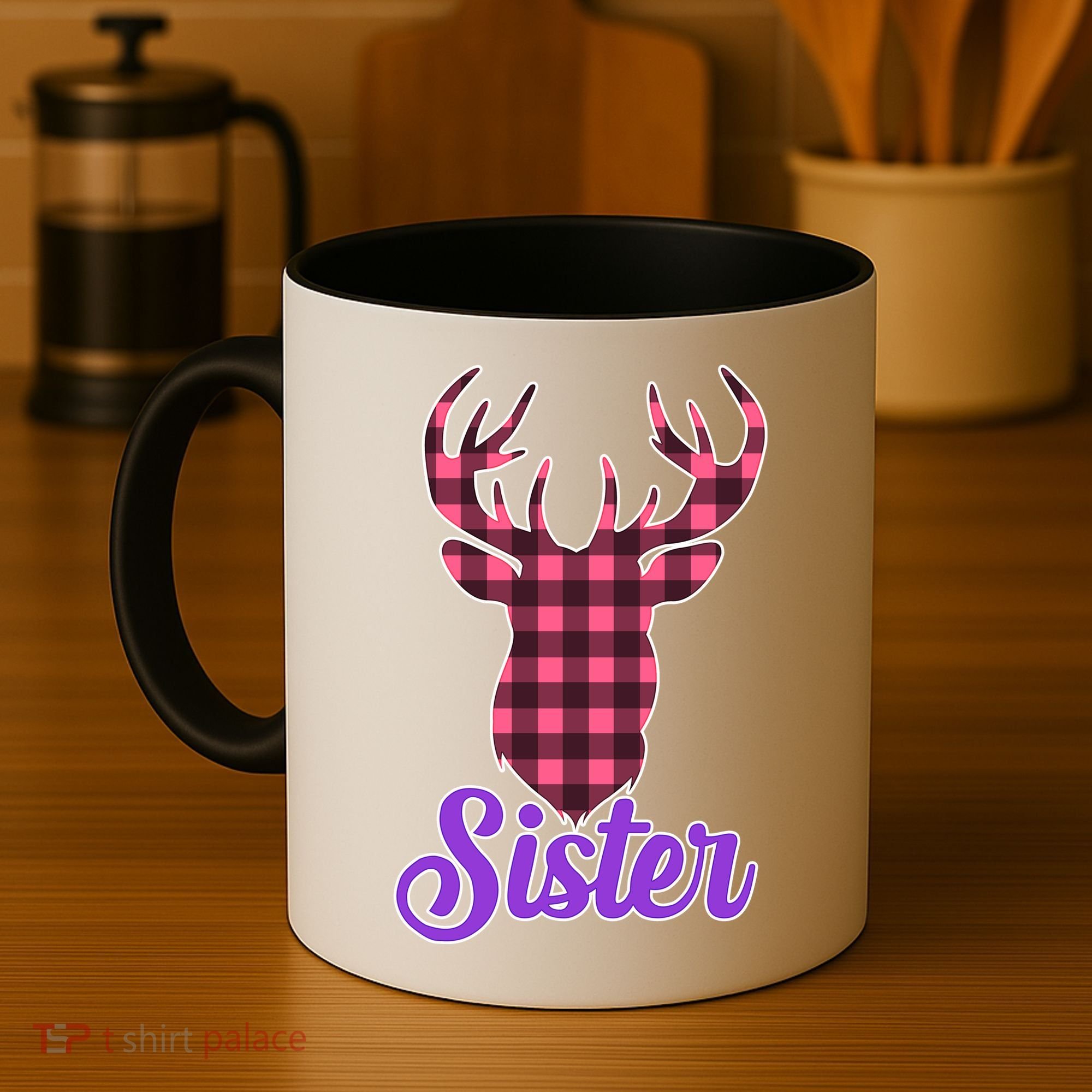 Matching Holiday Family Plaid Reindeer Sister Coffee Mug