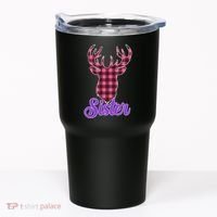 Matching Holiday Family Plaid Reindeer Sister Tumbler thumb 0
