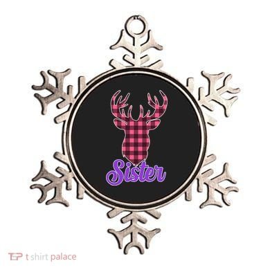 Matching Holiday Family Plaid Reindeer Sister Ornament