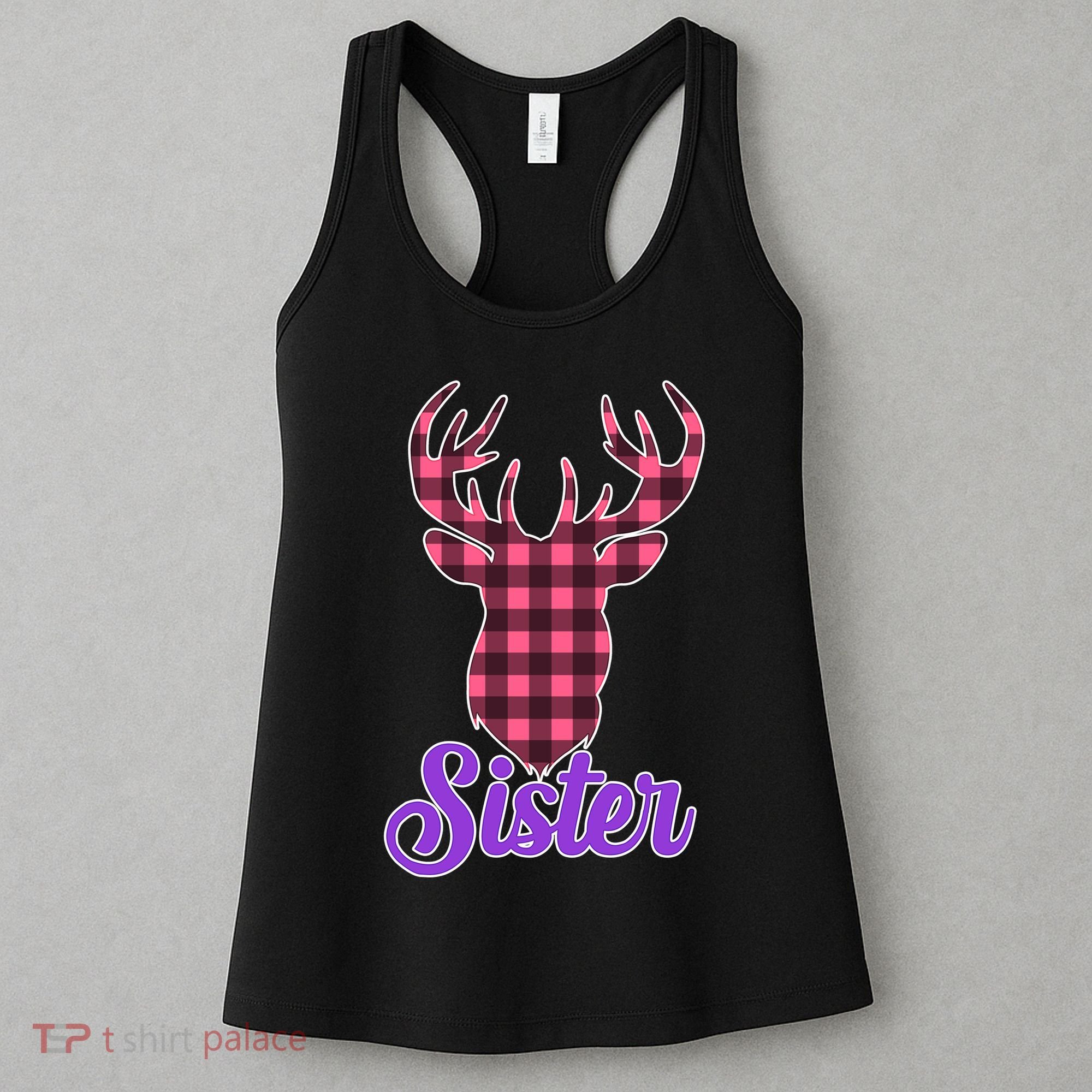 Matching Holiday Family Plaid Reindeer Sister Women's Tank Top