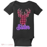 Matching Holiday Family Plaid Reindeer Sister Baby Bodysuit thumb 0