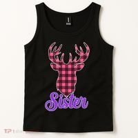 Matching Holiday Family Plaid Reindeer Sister Tank Top thumb 2