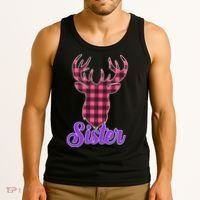 Matching Holiday Family Plaid Reindeer Sister Tank Top thumb 3