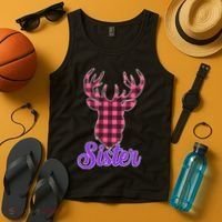 Matching Holiday Family Plaid Reindeer Sister Tank Top thumb 4