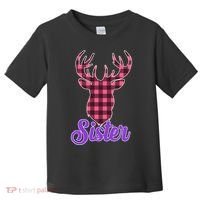 Matching Holiday Family Plaid Reindeer Sister Toddler T-Shirt thumb 0