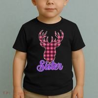 Matching Holiday Family Plaid Reindeer Sister Toddler T-Shirt thumb 2