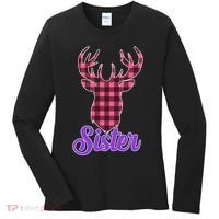 Matching Holiday Family Plaid Reindeer Sister Women's Long Sleeve Shirt thumb 0