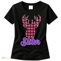 Matching Holiday Family Plaid Reindeer Sister Women's T-Shirt thumb 0