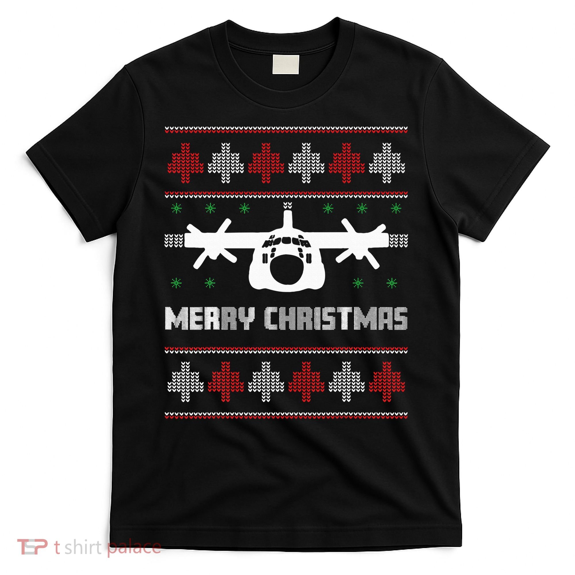 Military Airplane Ugly Christmas Sweater Army Veteran Xmas T-Shirt
