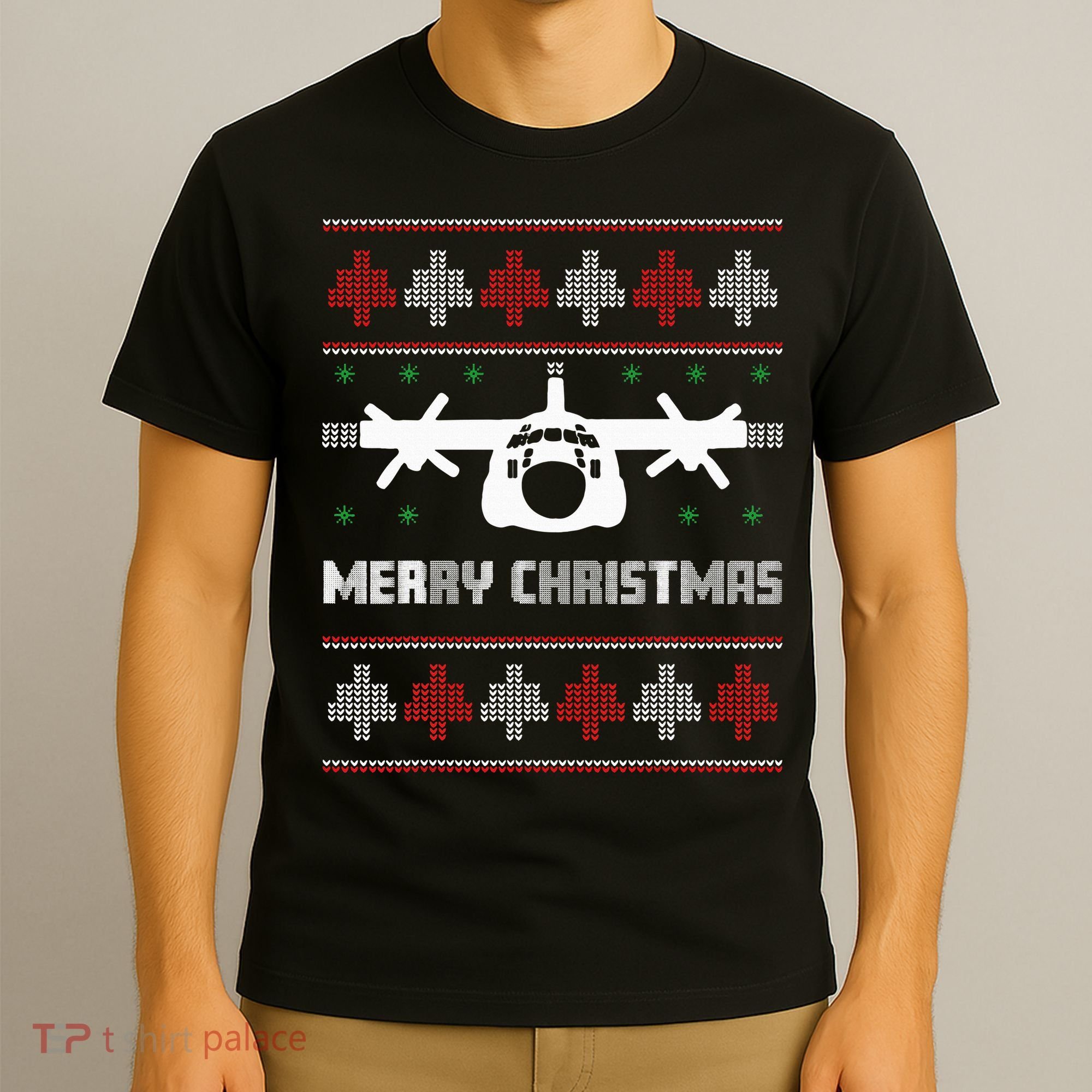 Military Airplane Ugly Christmas Sweater Army Veteran Xmas T-Shirt