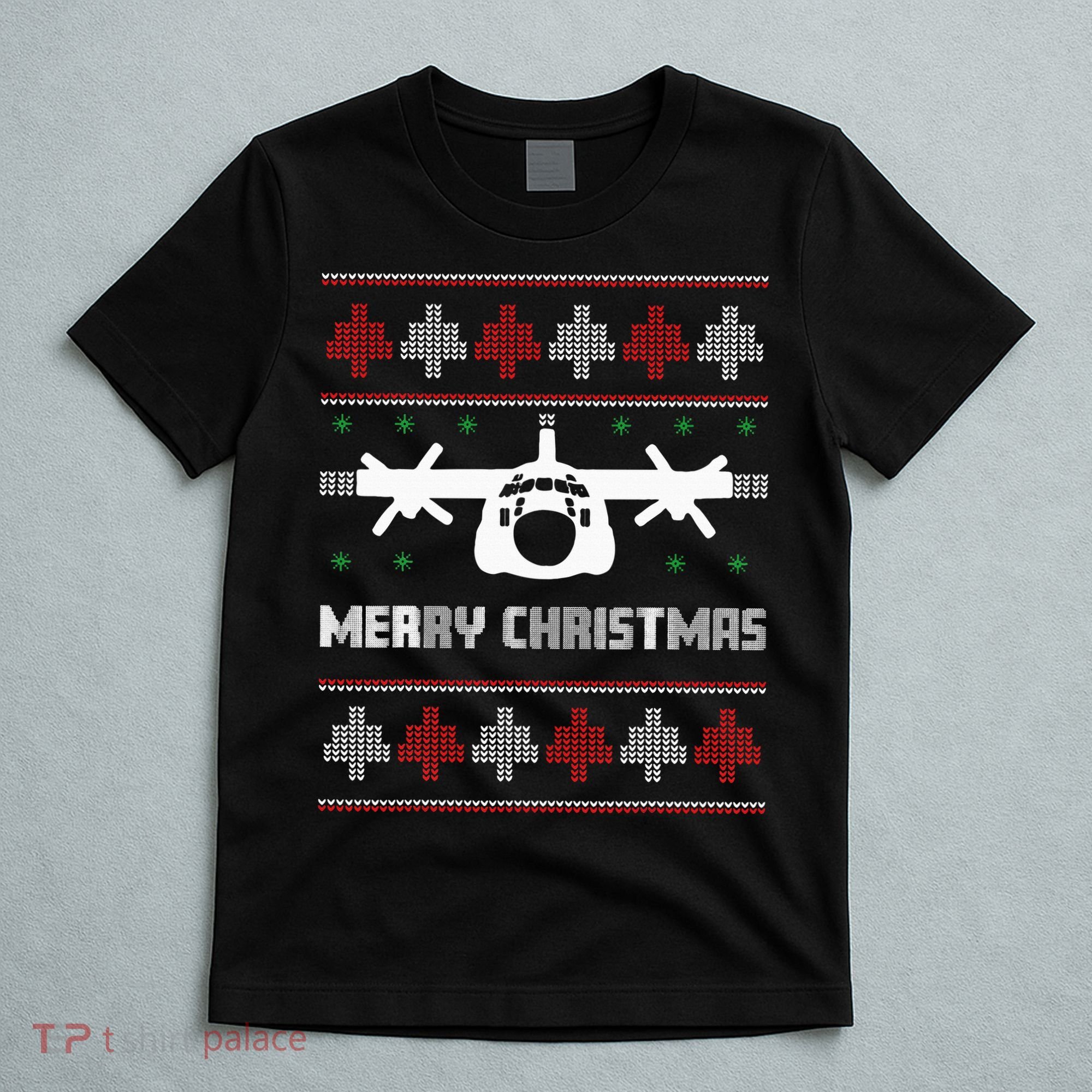 Military Airplane Ugly Christmas Sweater Army Veteran Xmas T-Shirt