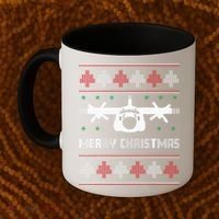 Military Airplane Ugly Christmas Sweater Army Veteran Xmas Coffee Mug thumb 2
