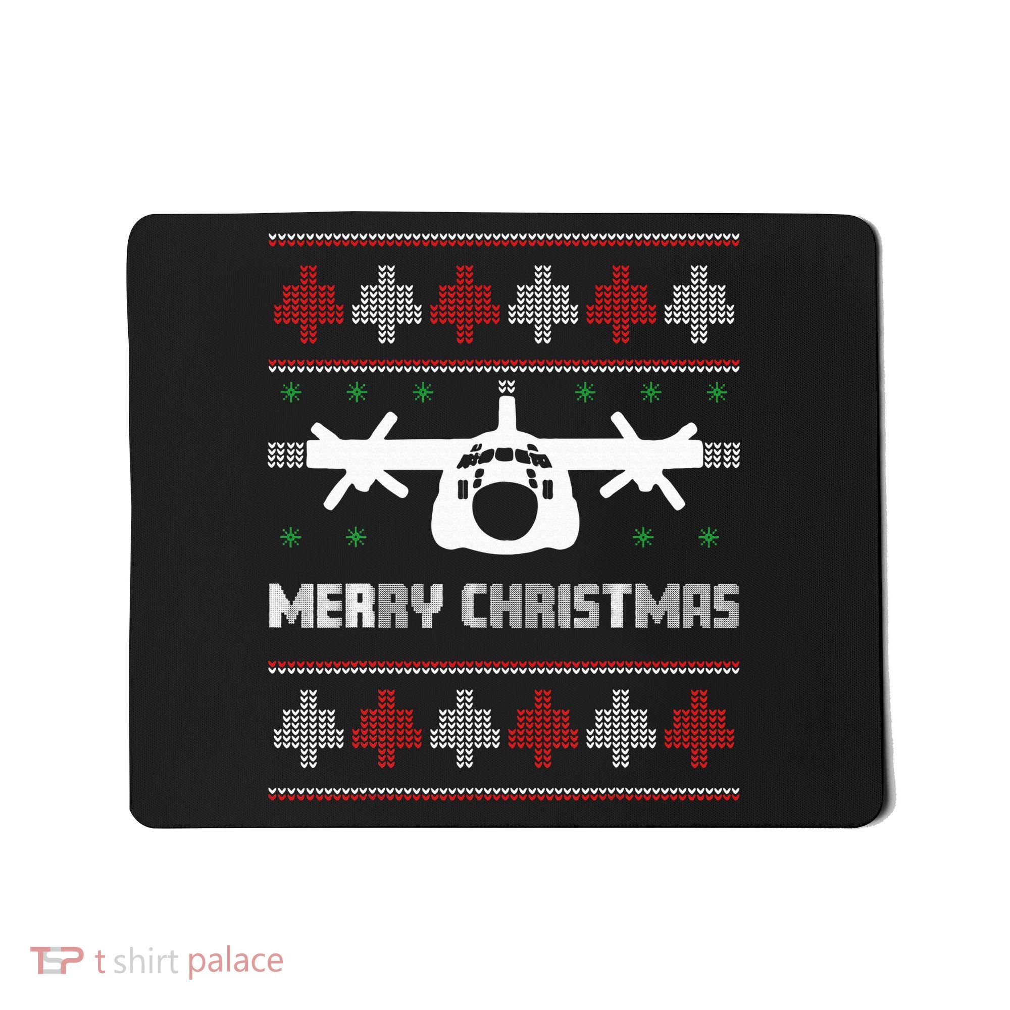 Military Airplane Ugly Christmas Sweater Army Veteran Xmas Mousepad