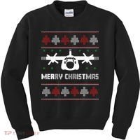 Military Airplane Ugly Christmas Sweater Army Veteran Xmas Kids Sweatshirt thumb 0