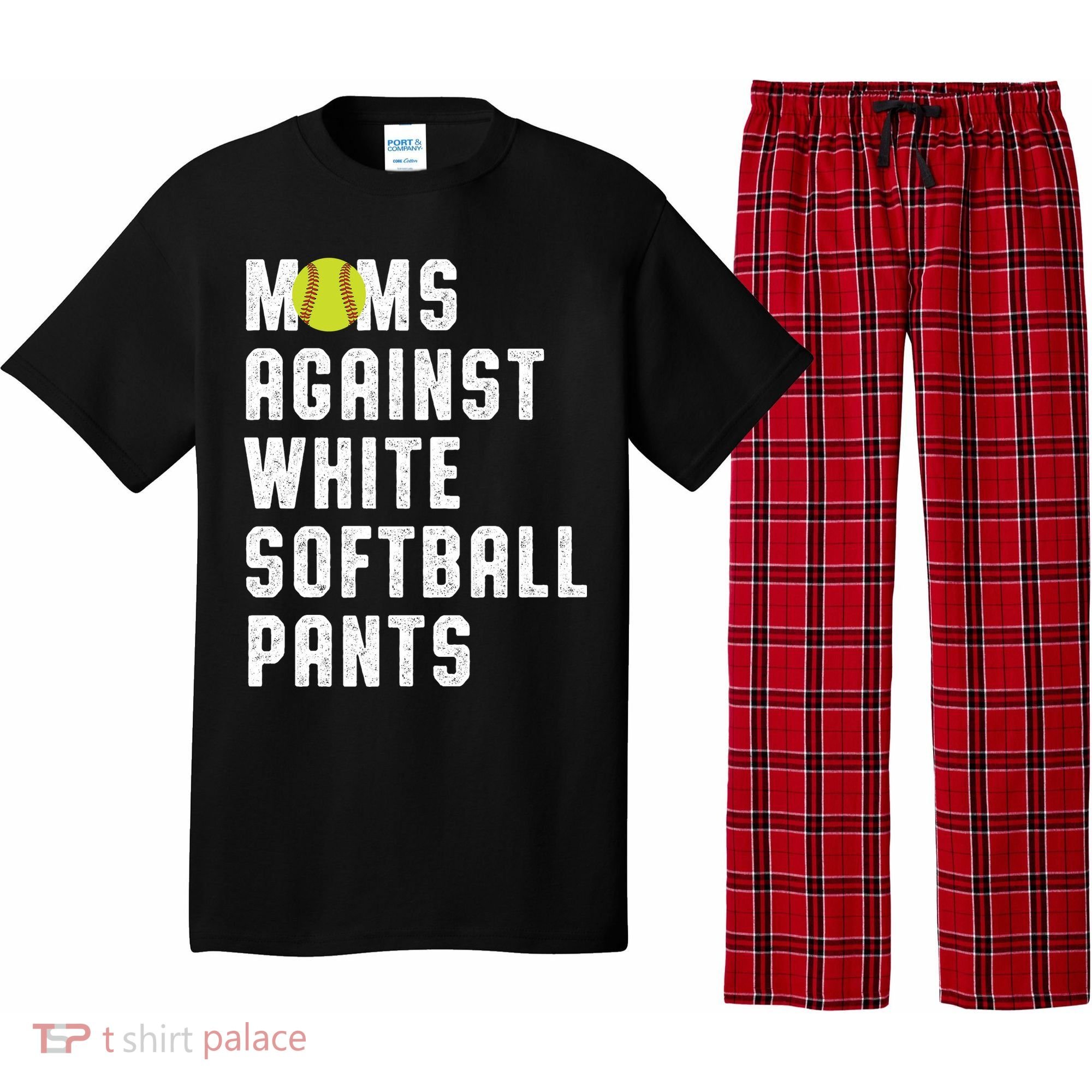 Moms Against White Softball Pants Pajama Set